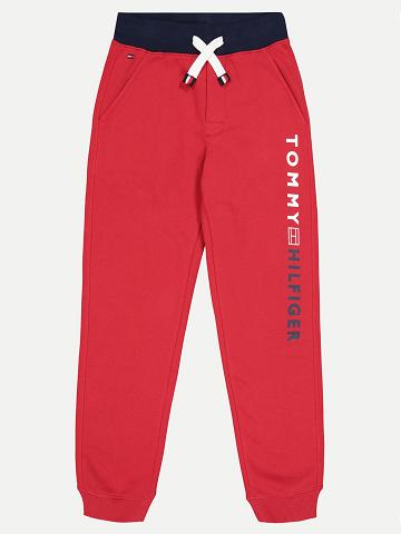 Fiú Tommy Hilfiger Big Boys' Logo Melegítő Nadrág Piros | HU 2200LIS